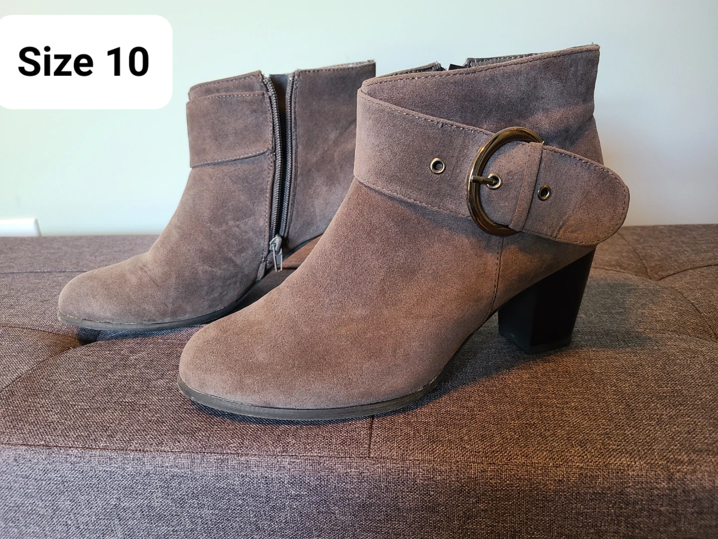 Grey Suede Ankle Boots Size 10