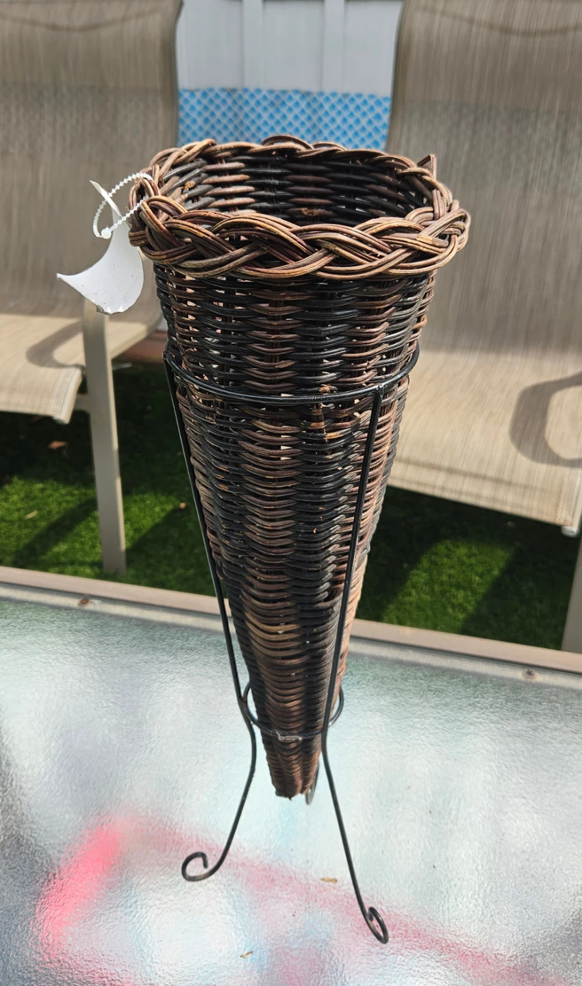 Wicker Cone-Shaped Basket with Stand - photo 3