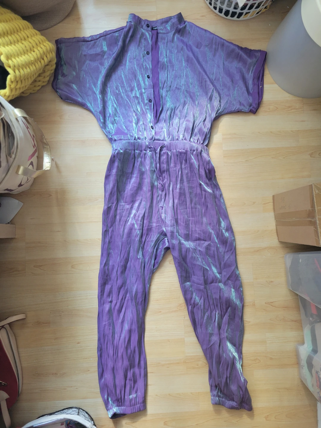 Purple Jumpsuit with Metallic Shimmer