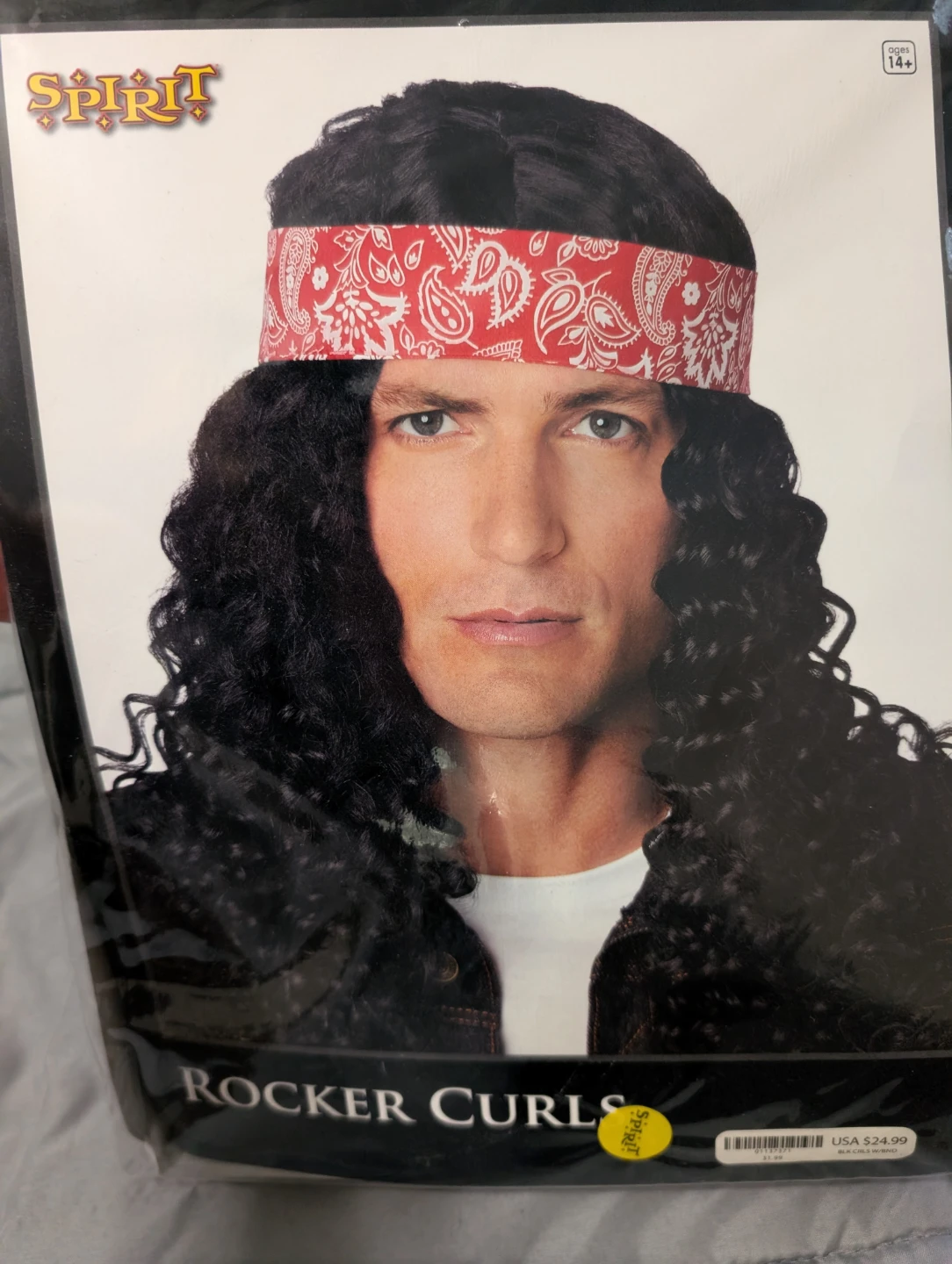 Rocker Curls Black Wig for Halloween
