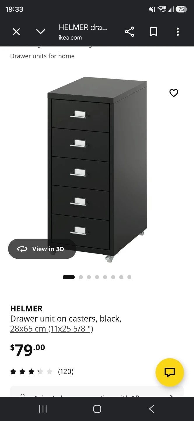 IKEA HELMER 6-drawer unit on casters, black - photo 2