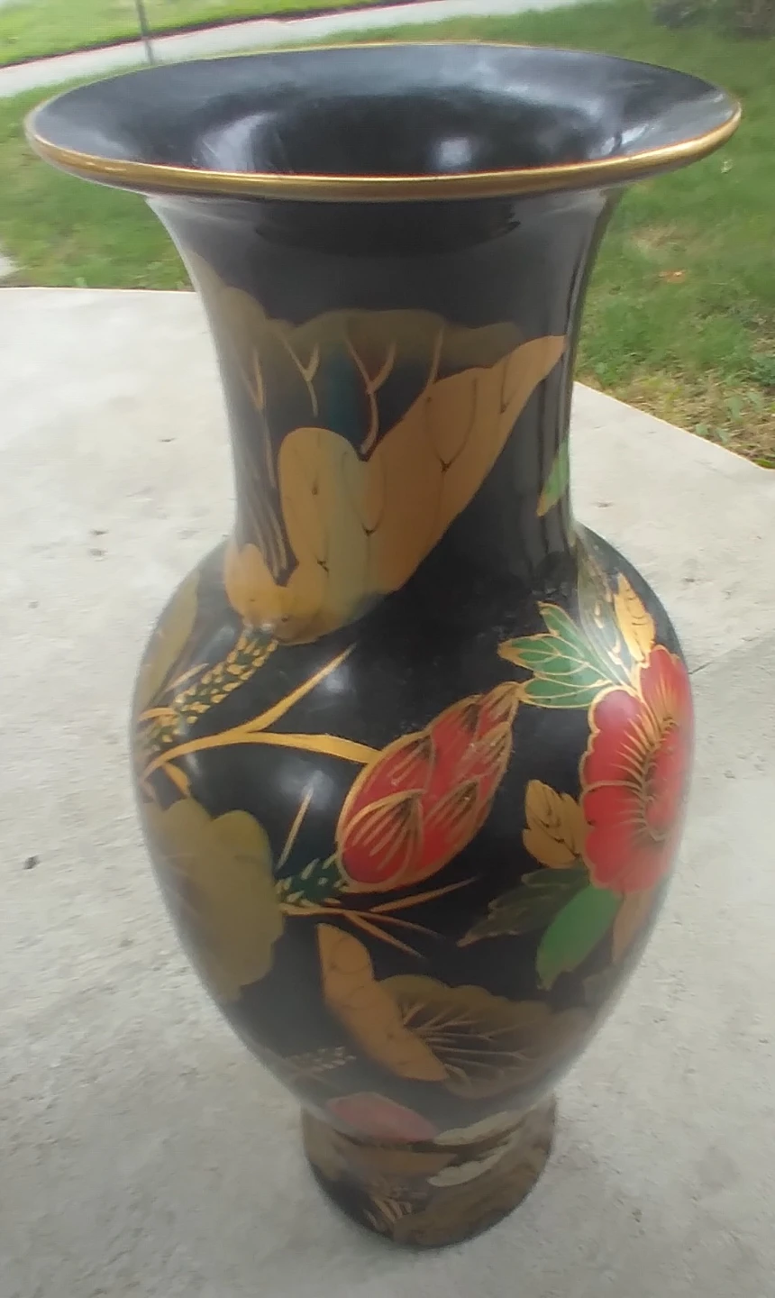 Decorative Black Vase with Floral Design - photo 3
