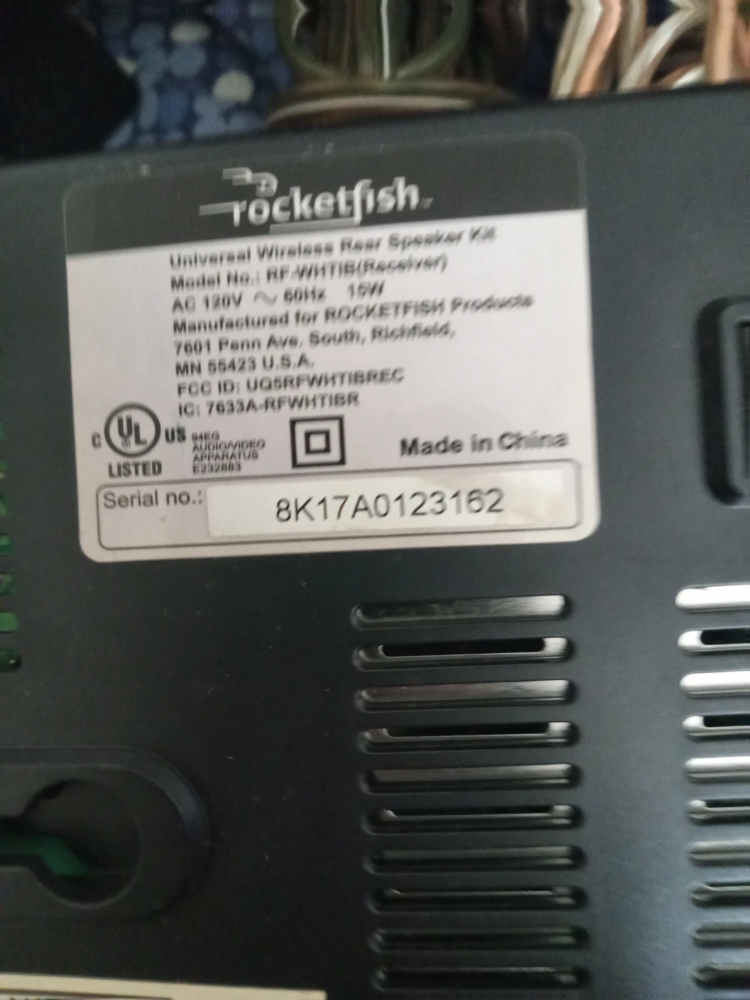 Rocketfish Universal Wireless Rear Speaker Kit RF-WHTIB