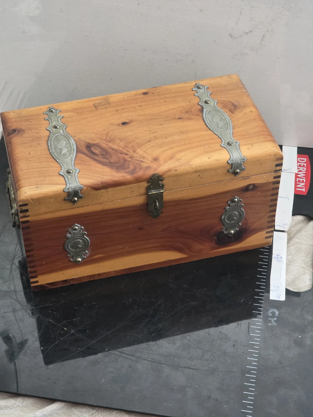 Wooden Trinket Box with Metal Accents