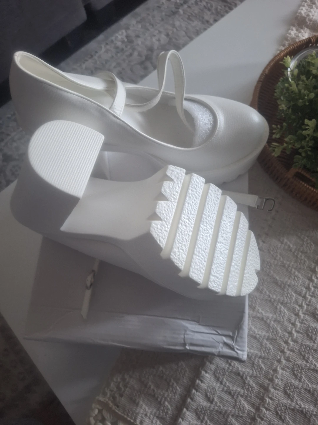 White Platform Mary Jane Heels - photo 3