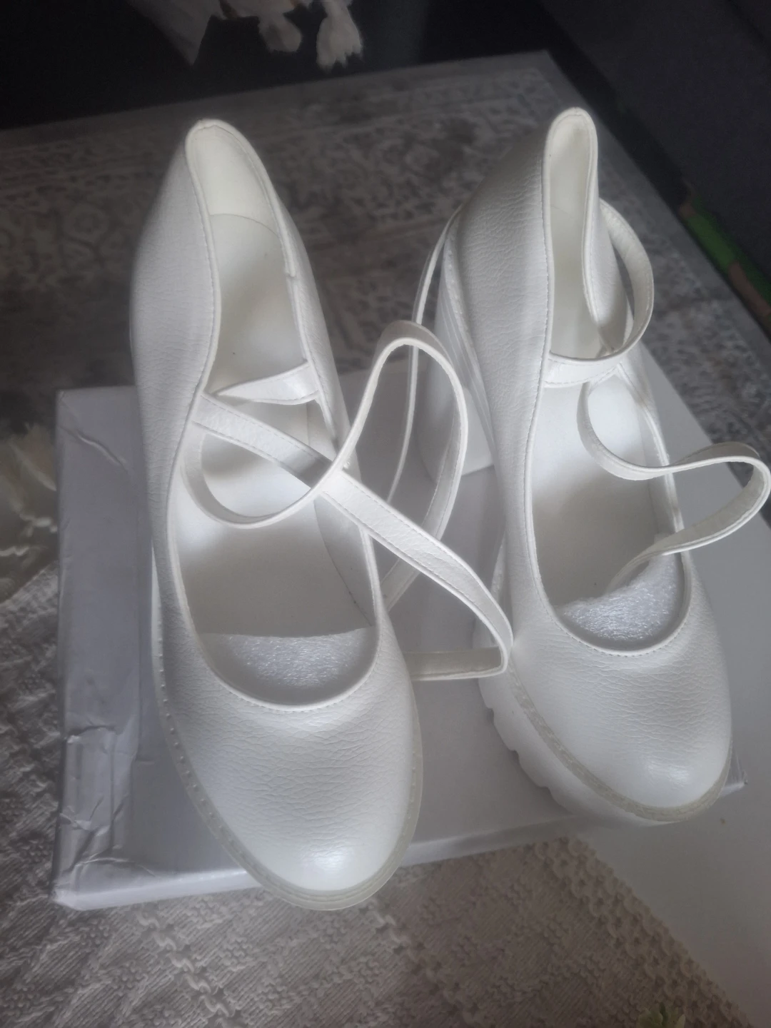 White Platform Mary Jane Heels - photo 4