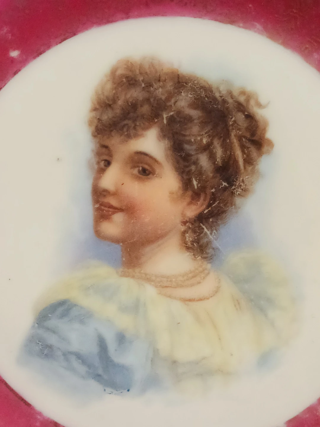 Antique 1880s Austrian Handpainted Portrait Porcelain Bowl - photo 3