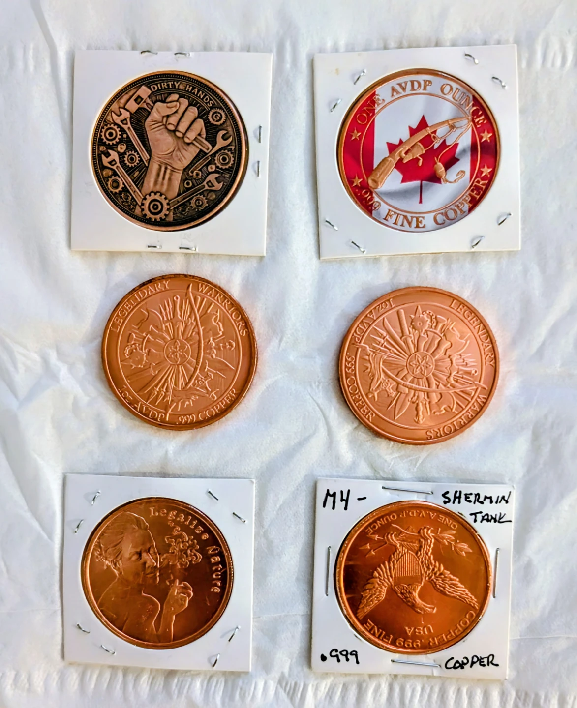 Lot of 6 Assorted .999 Fine Copper Rounds - photo 2