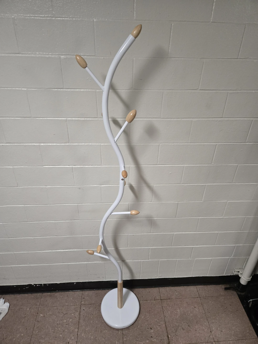 Modern Tree Coat Rack - White Metal & Wood Stand - photo 5