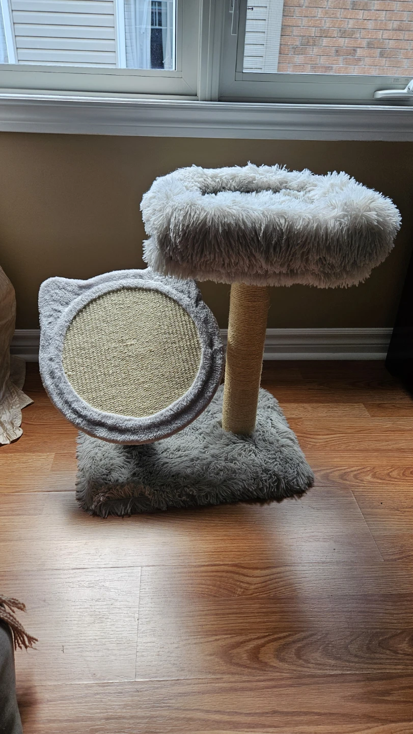 Fluffy Cat Tree Condo with Scratching Pad
