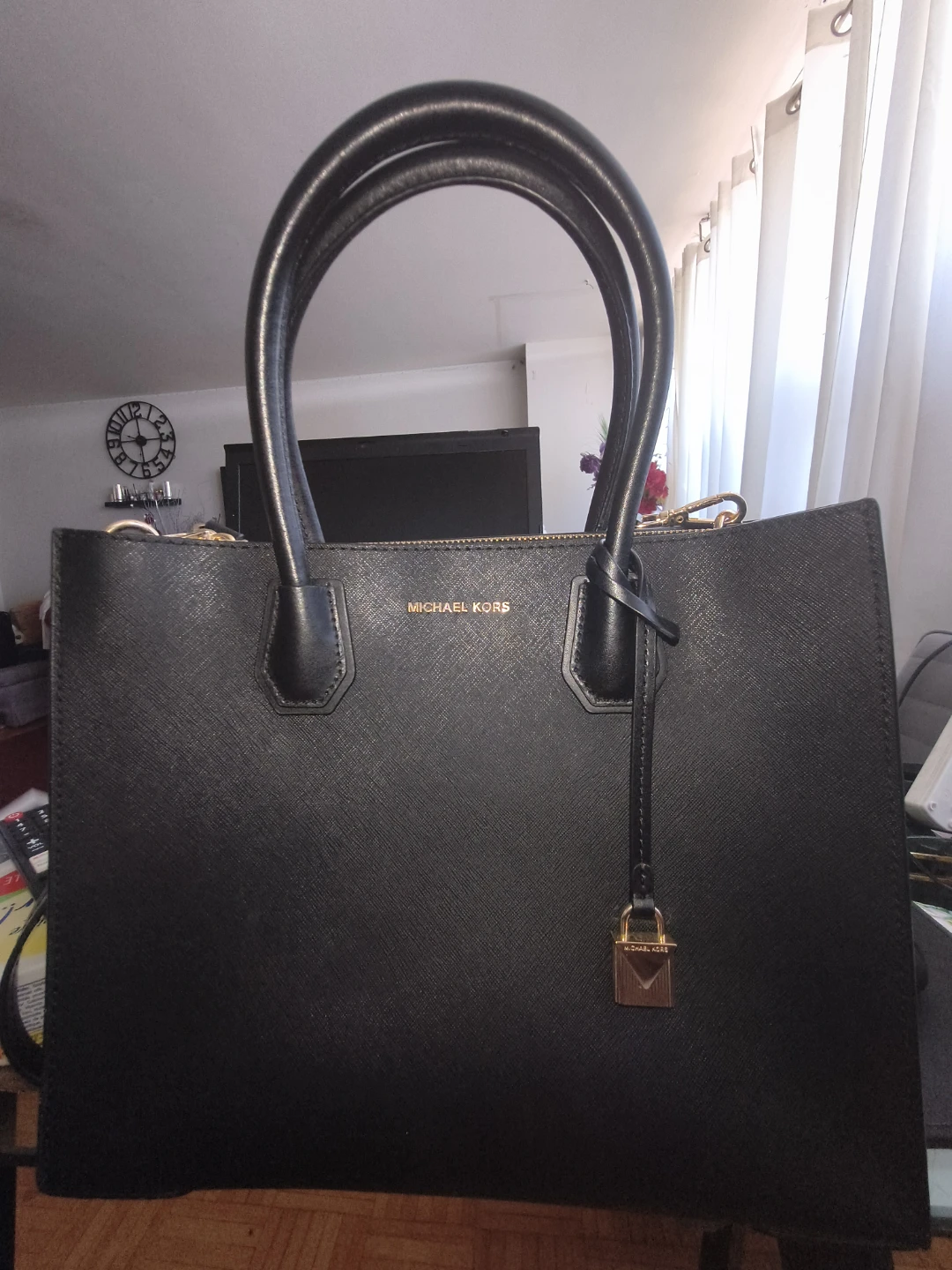 Michael Kors Black Leather Hand Bag