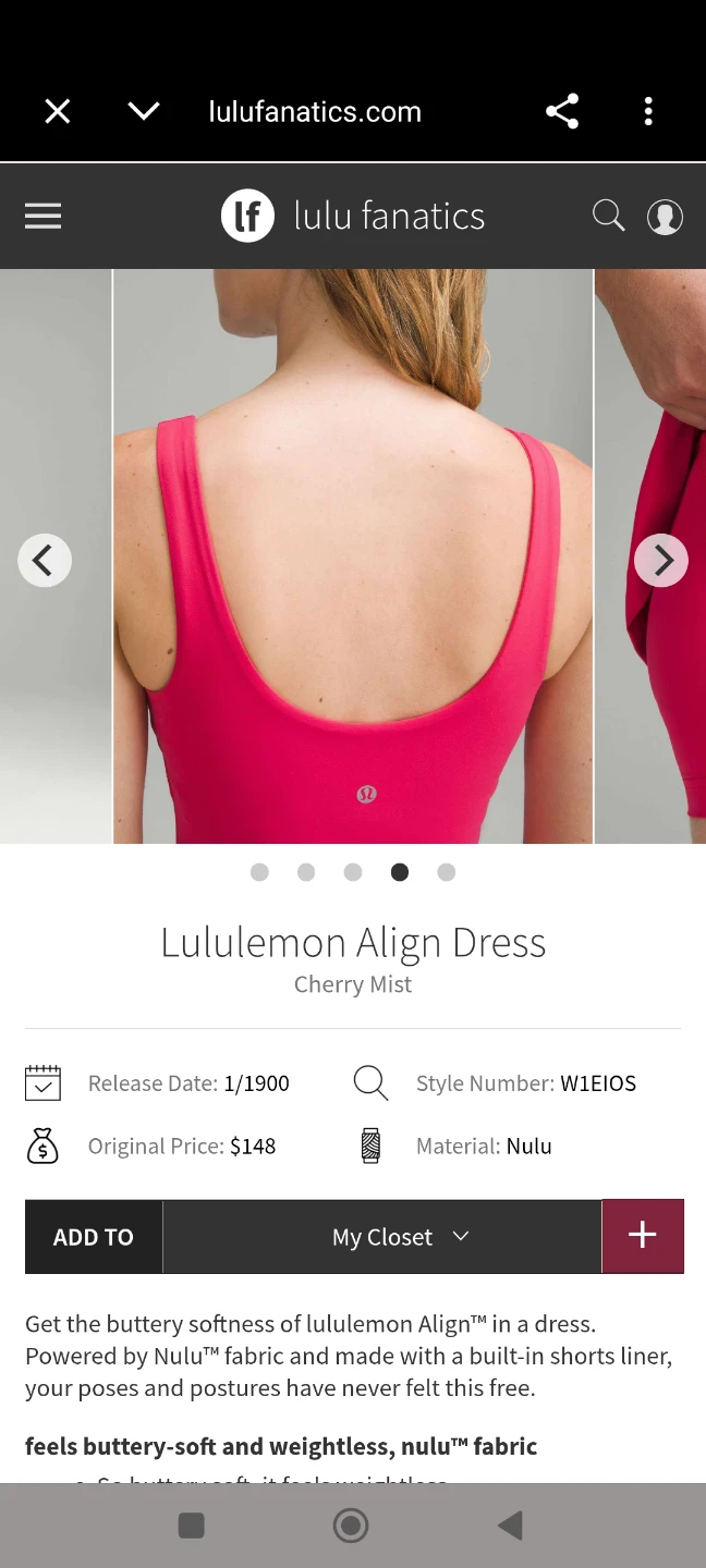 Lululemon Align Dress Cherry Mist - photo 3