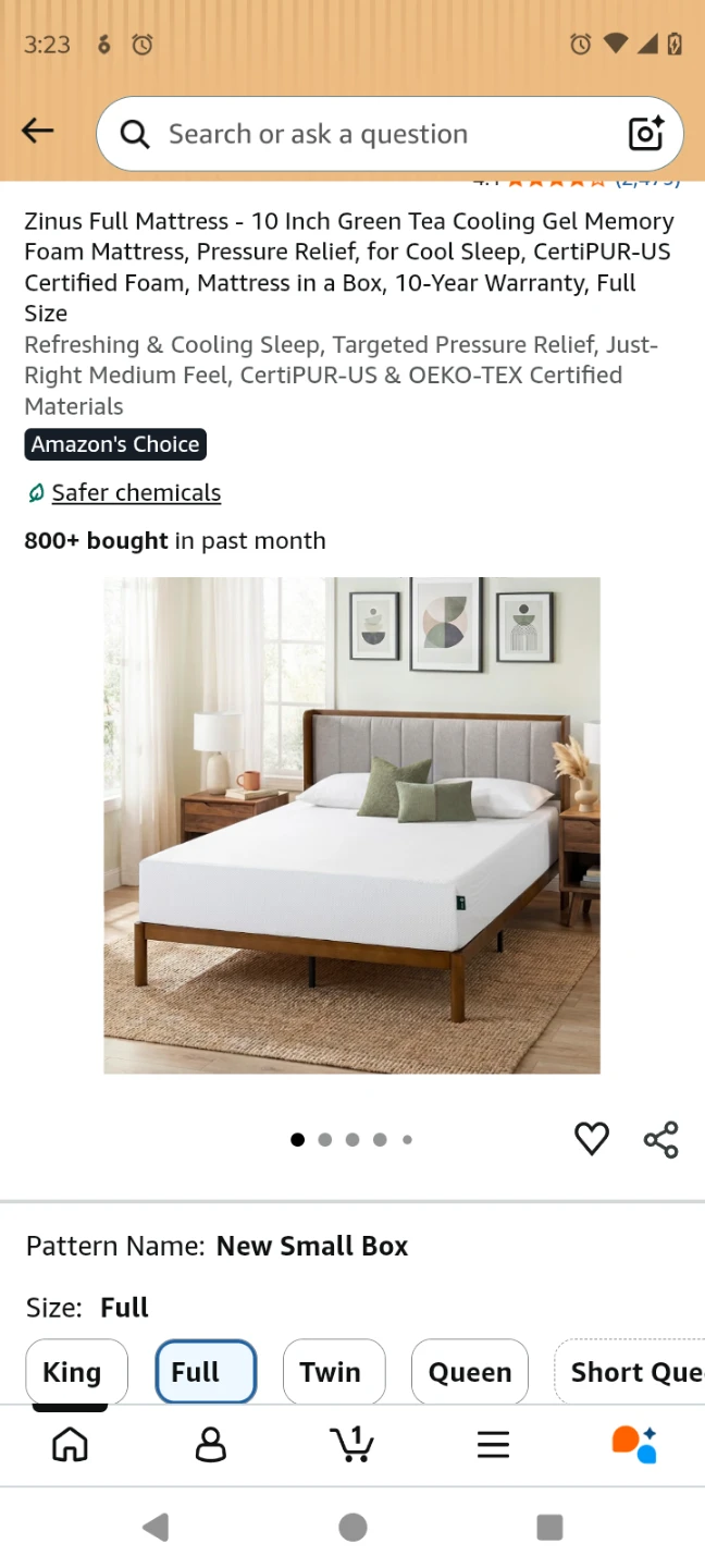 10 Inch Green Tea Cooling Gel Memory Foam Mattress - Full Size - photo 2