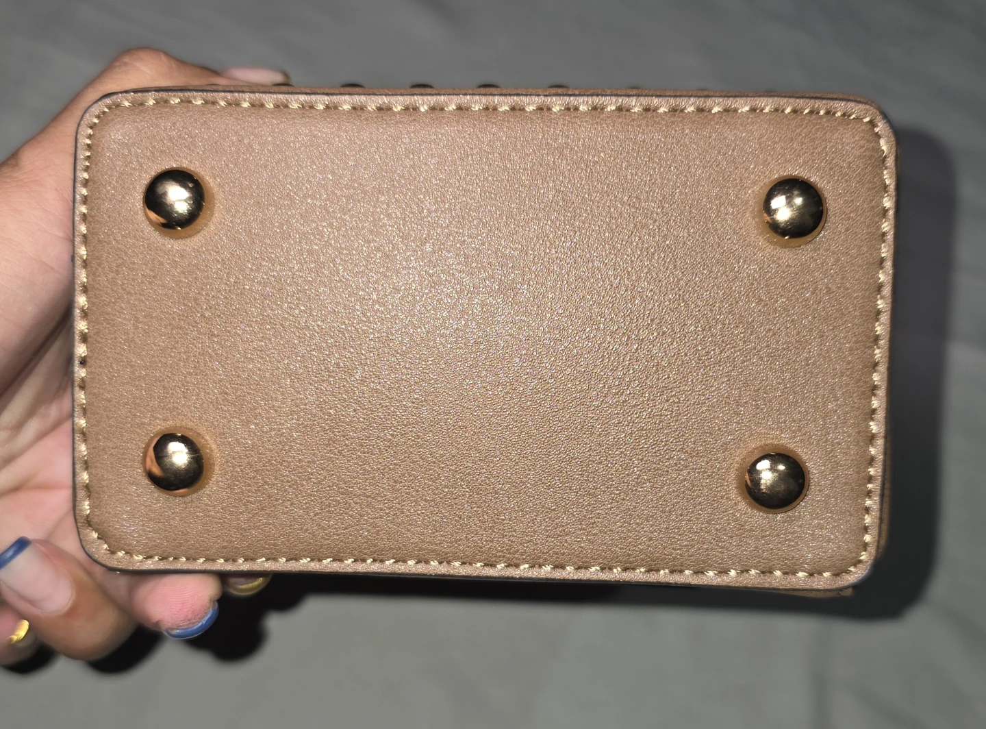 Small Faux Leather Crossbody Bag - Tan and Pink - photo 4