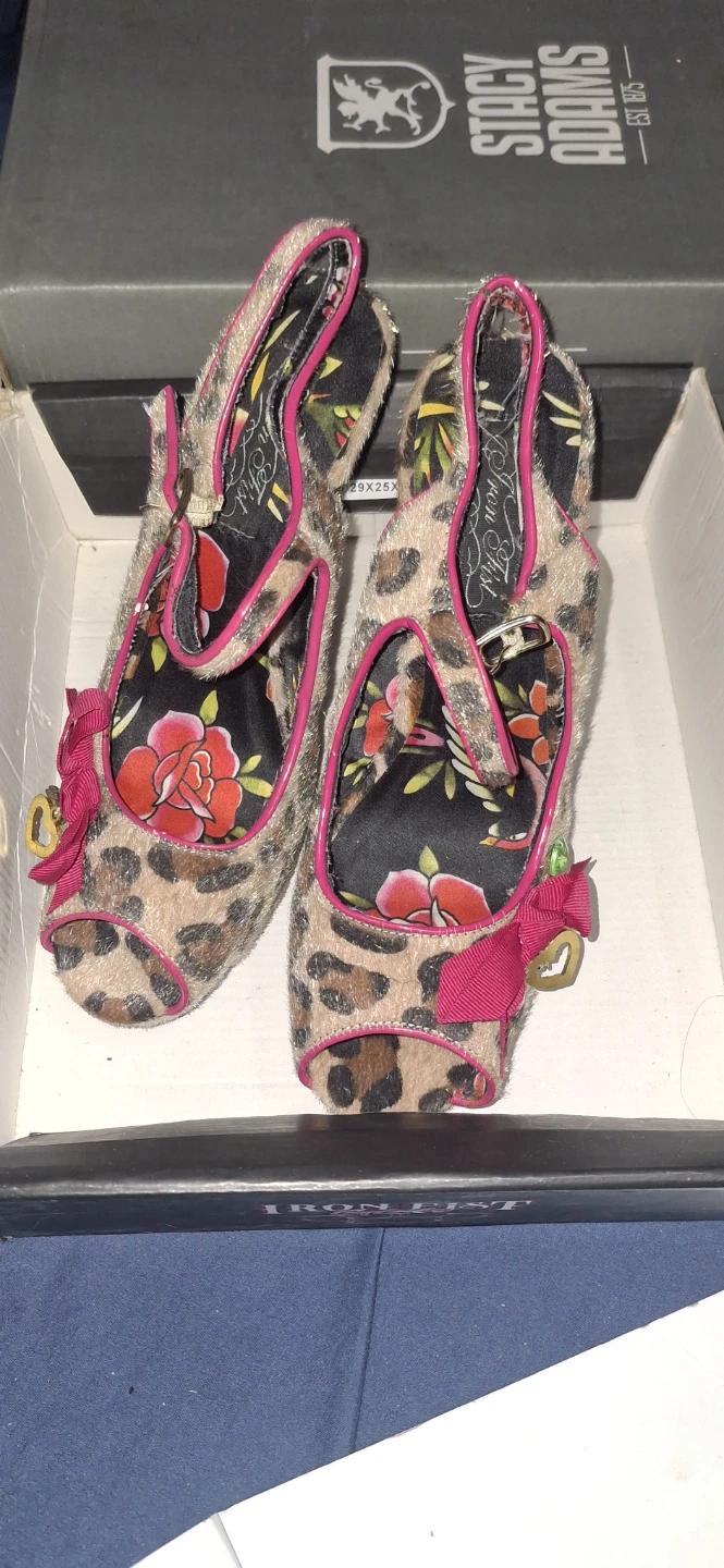 Iron Fist Leopard Print Peep Toe Heels