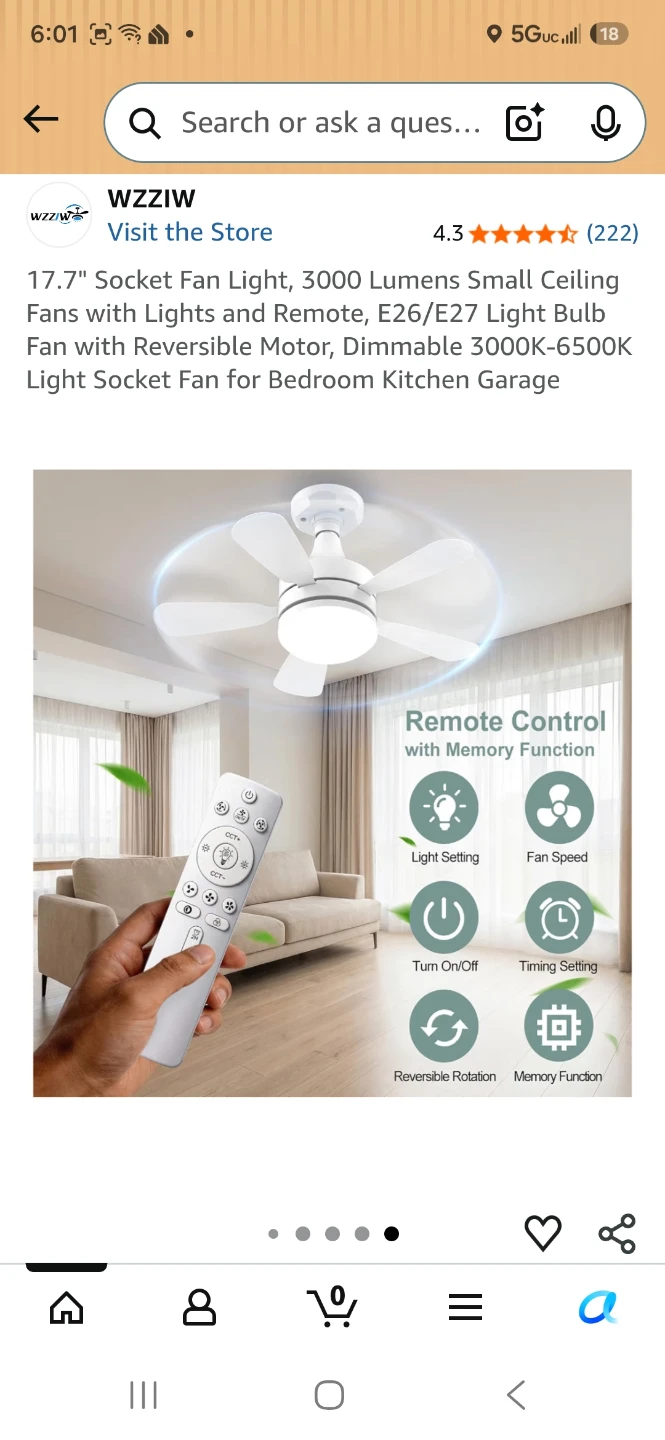 WZZIW 2-in-1 LED Light & Fan - photo 3