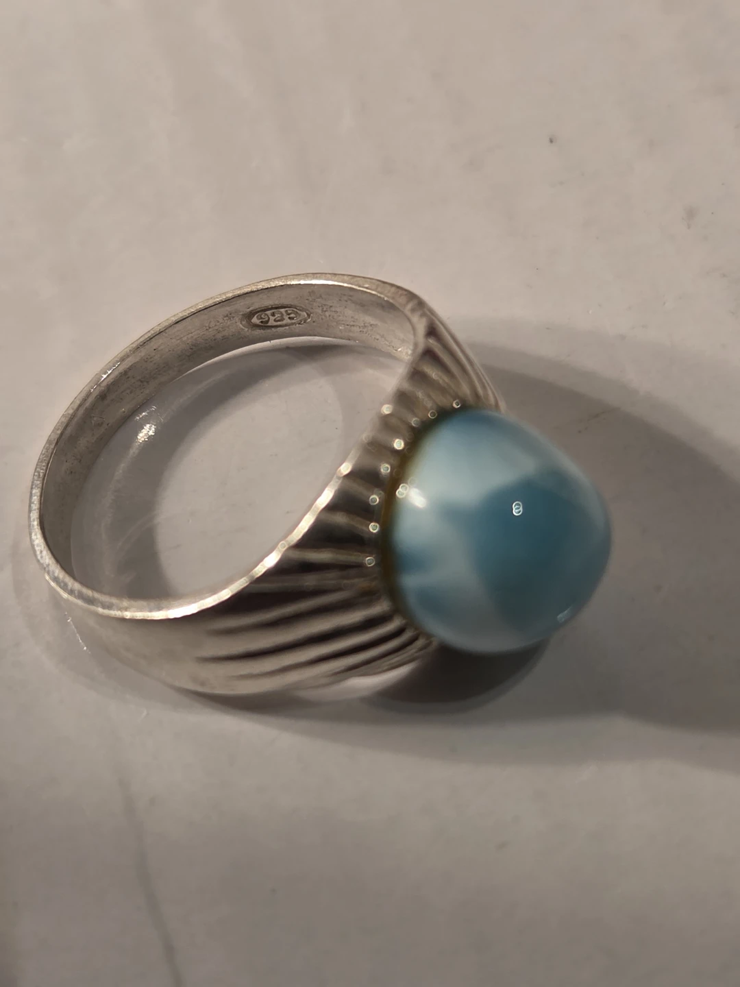 Sterling Silver Ring with Larimar Stone - photo 4