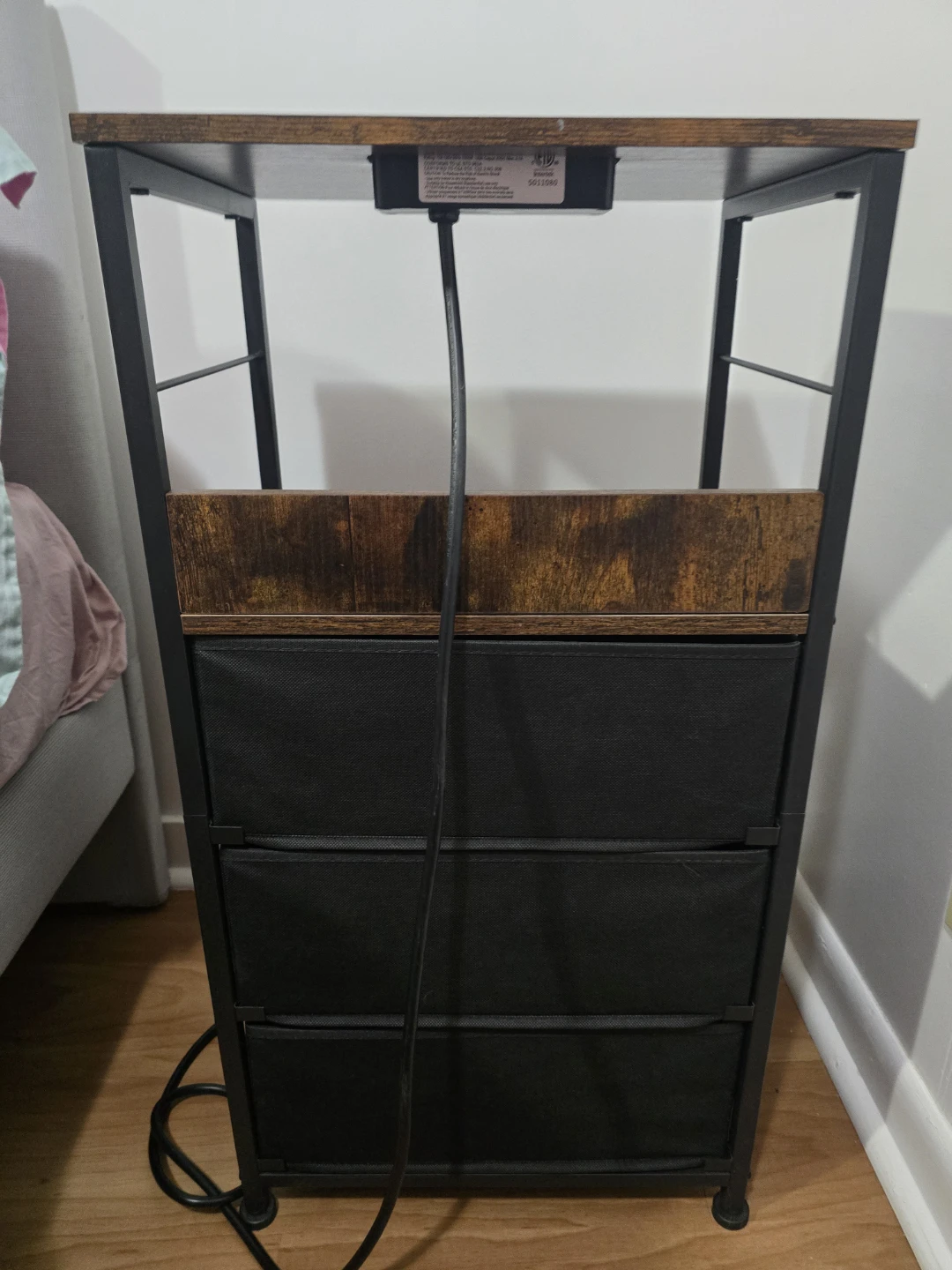 3 Drawer Nightstand with Charging Station, LED and Open Shelf - photo 3