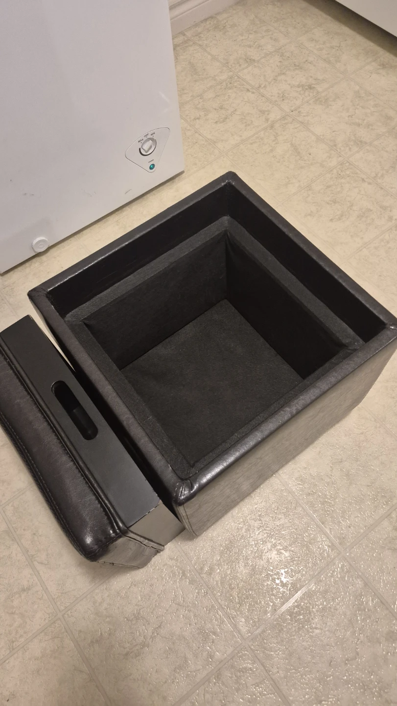 Black Faux Leather Storage Ottoman - photo 5
