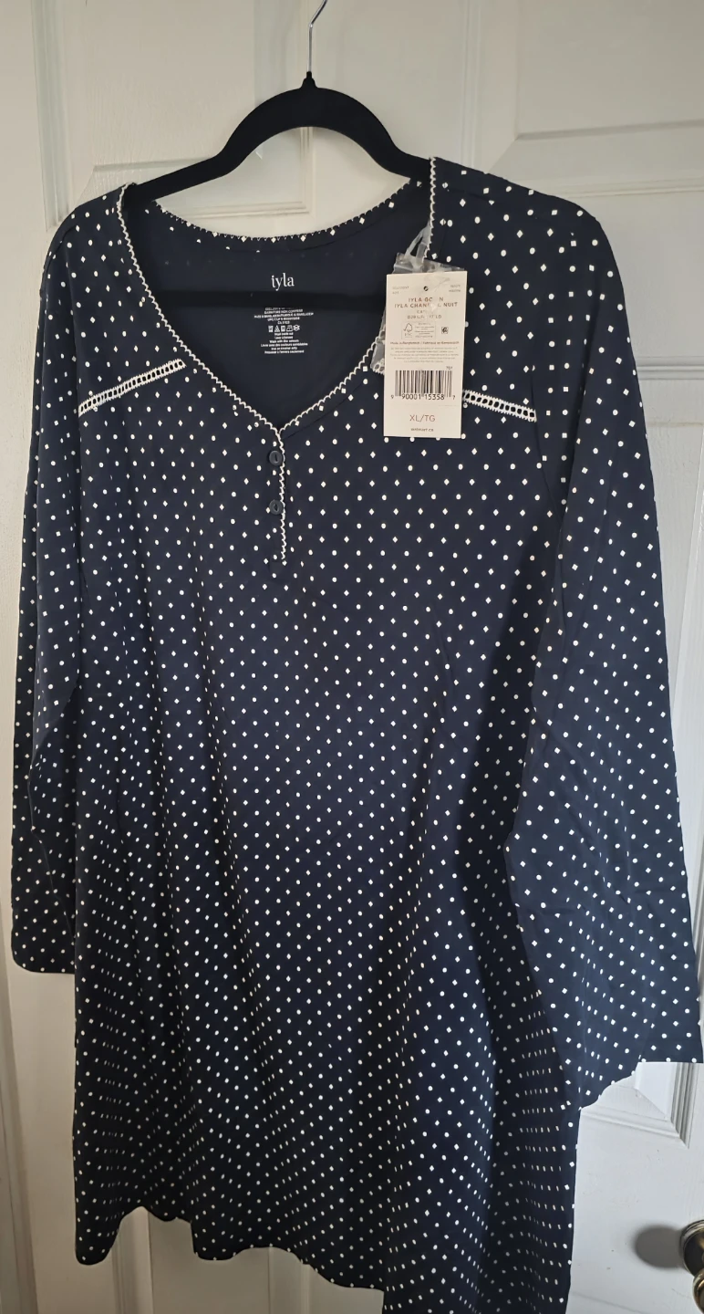 Tyla Women's Navy Polka Dot Nightgown XL