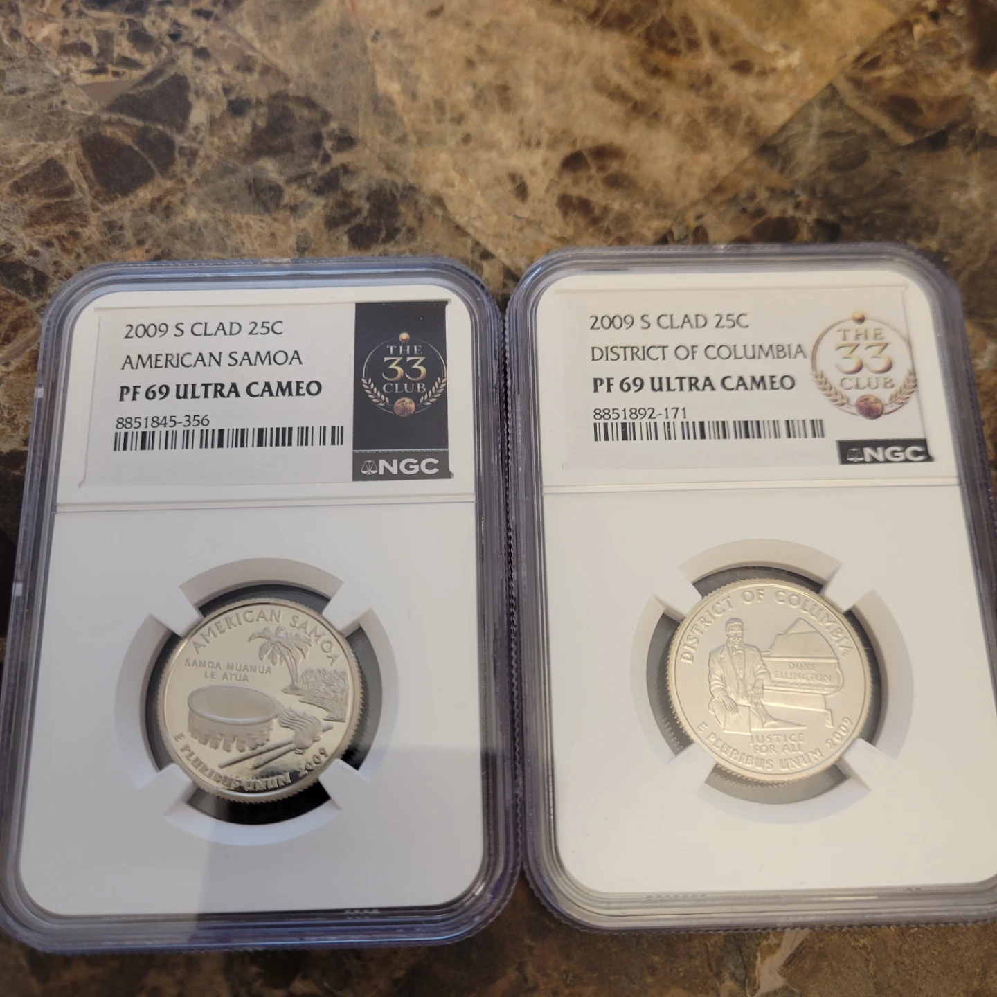 2009 S Clad 25c American Samoa & District of Columbia Quarters