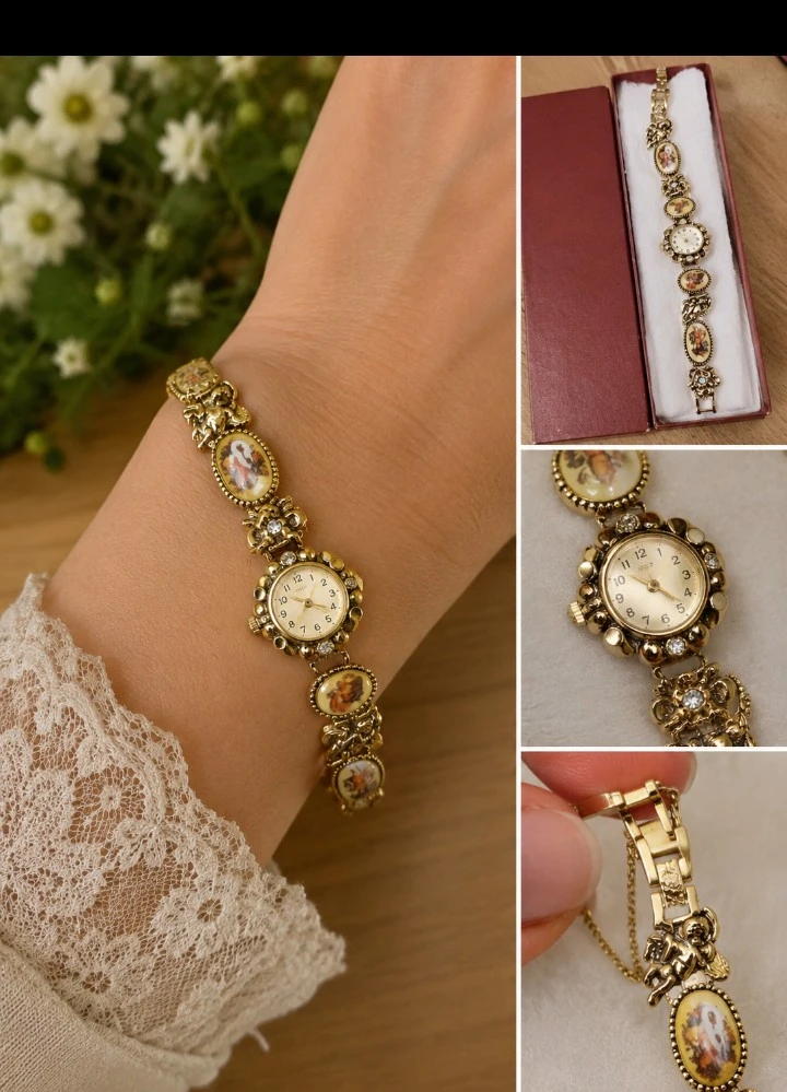 Vintage Bracelet Watch with Oval cherubs