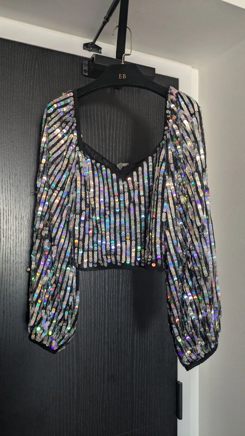 ASOS Sequin Long Sleeve Crop Top - photo 4