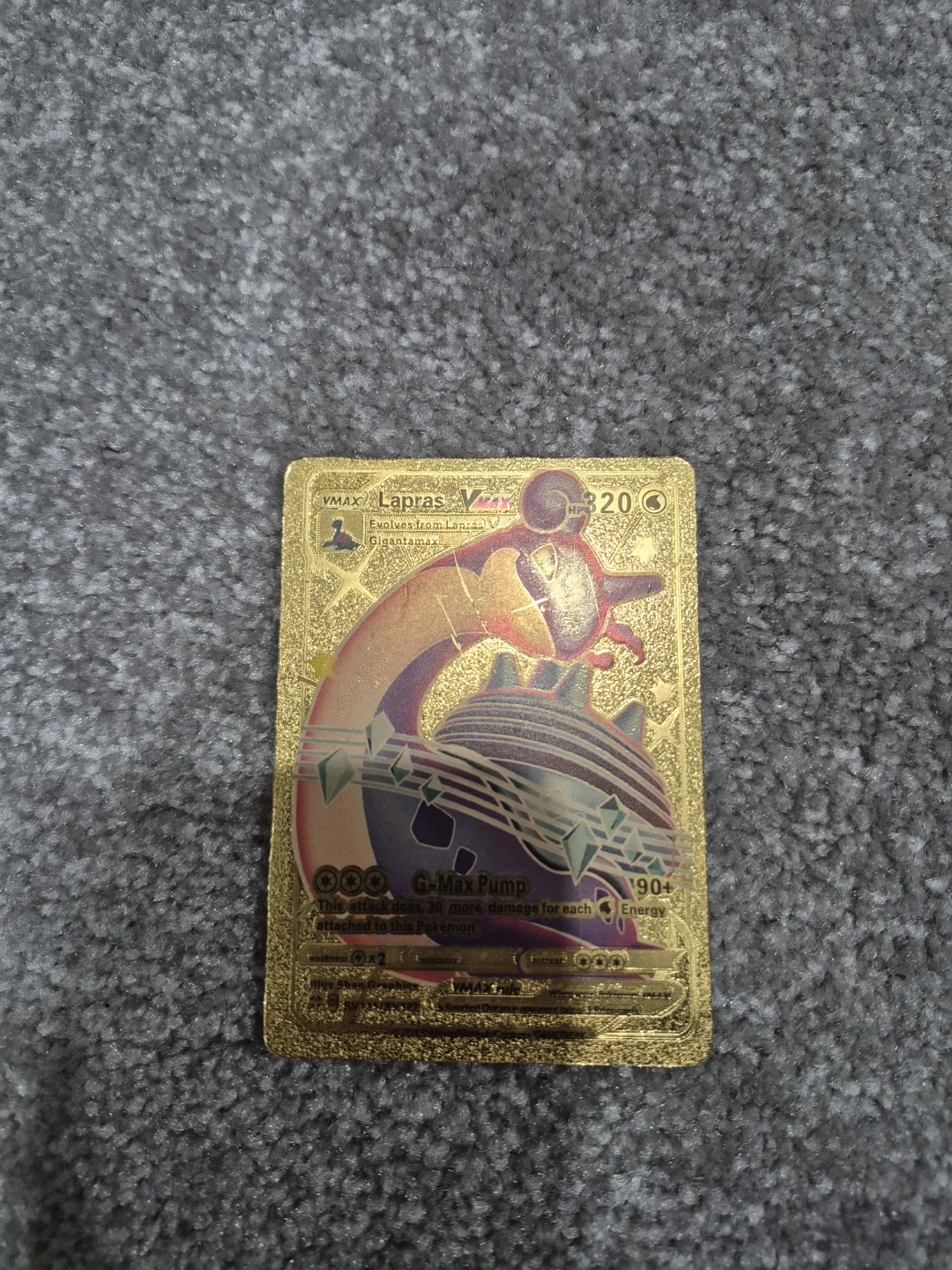 Pokemon Lapras VMAX Gigantamax Gold Card