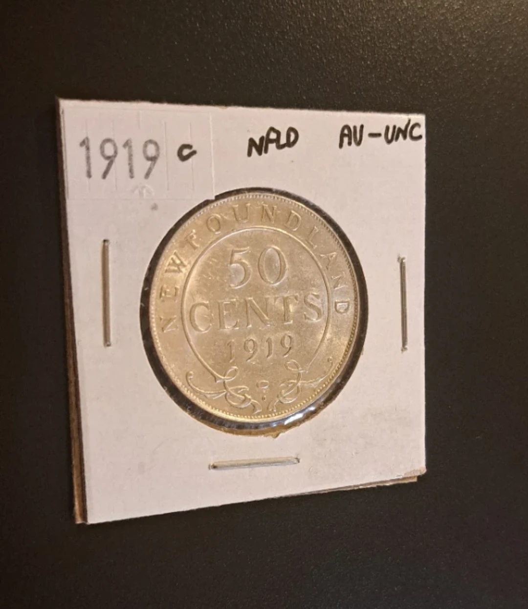 1919C Newfoundland 50 Cents, Silver Coin, AU-UNC!! - photo 2