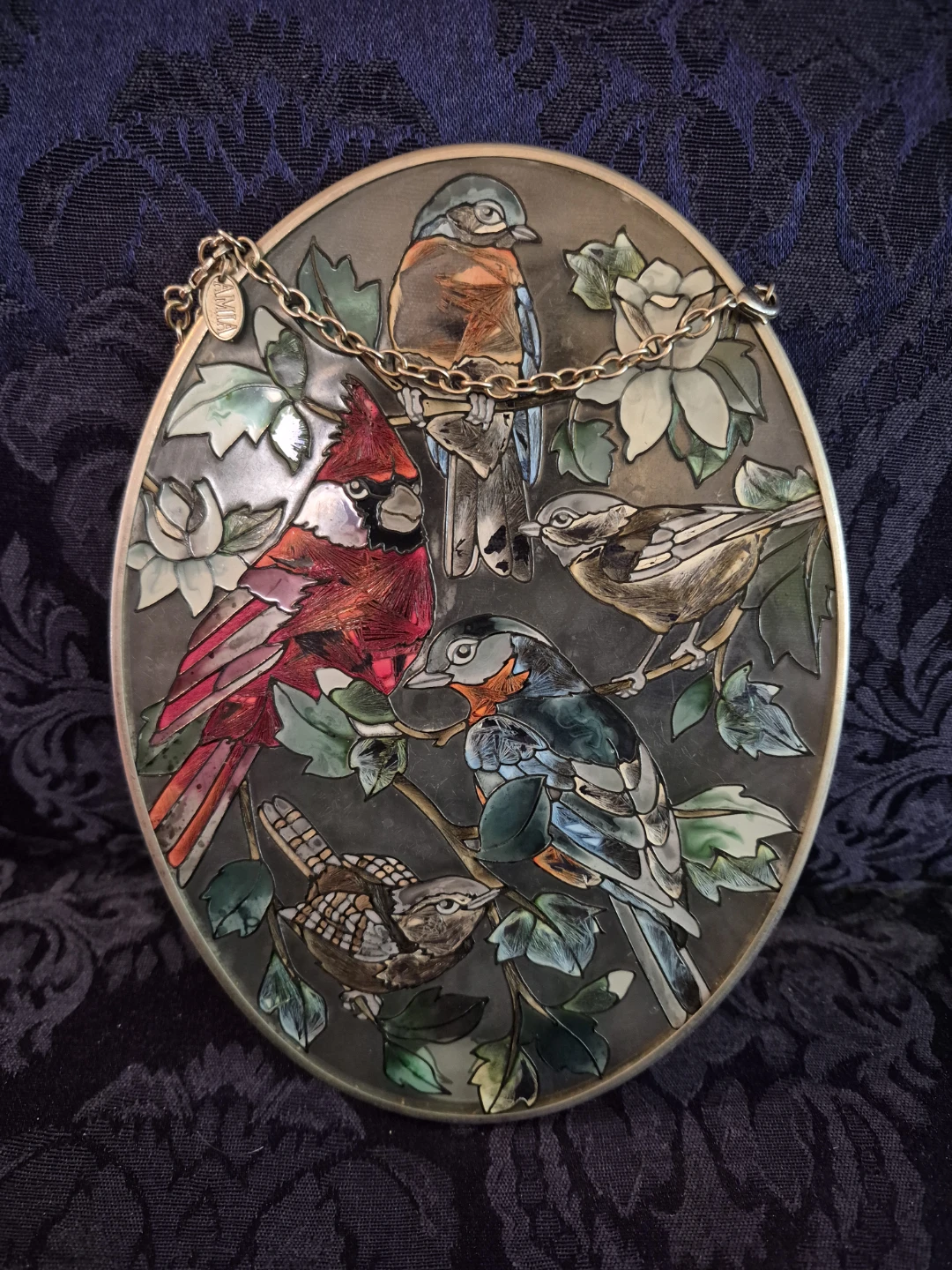 Oval Painted Stained Glass Decorative Window Piece
