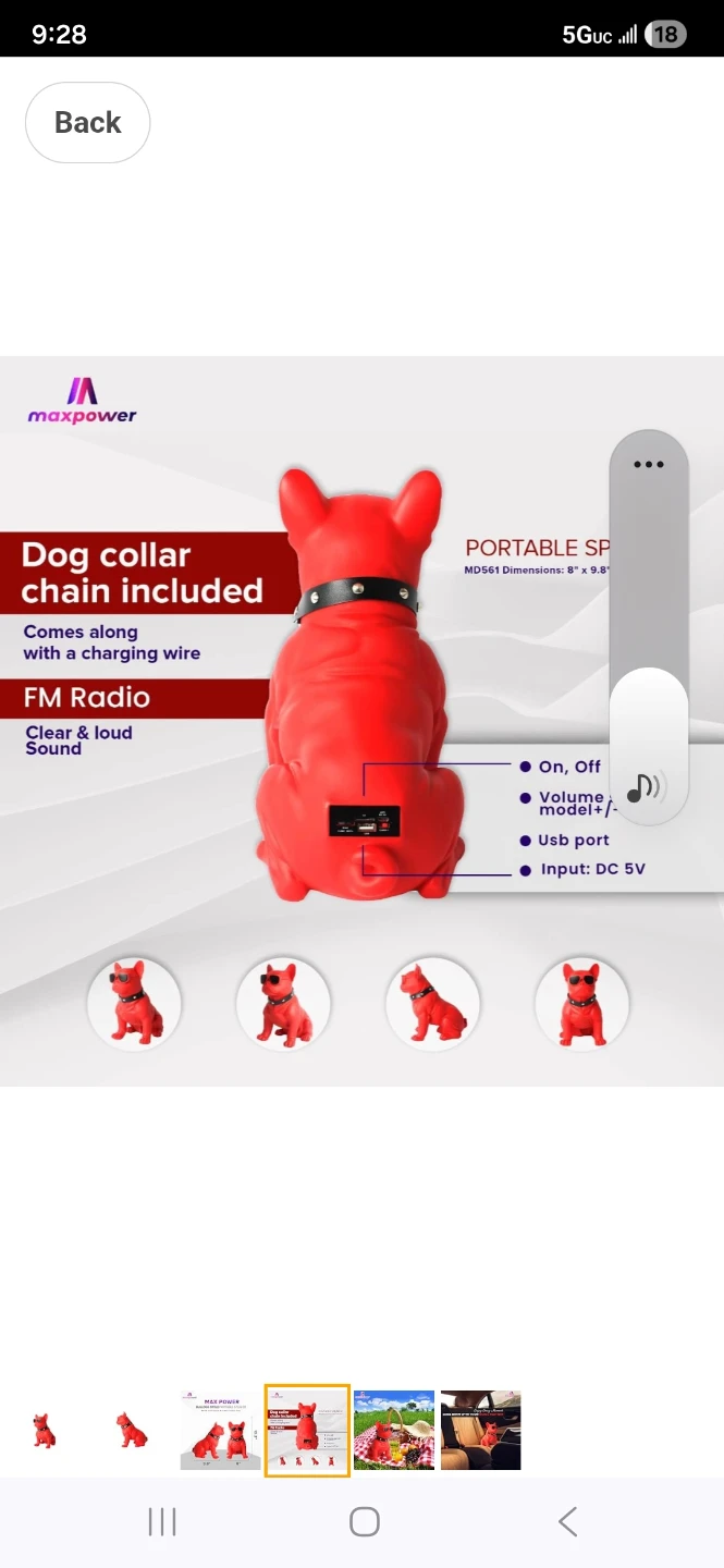 Maxpower Portable Bluetooth Speaker - Red French Bulldog