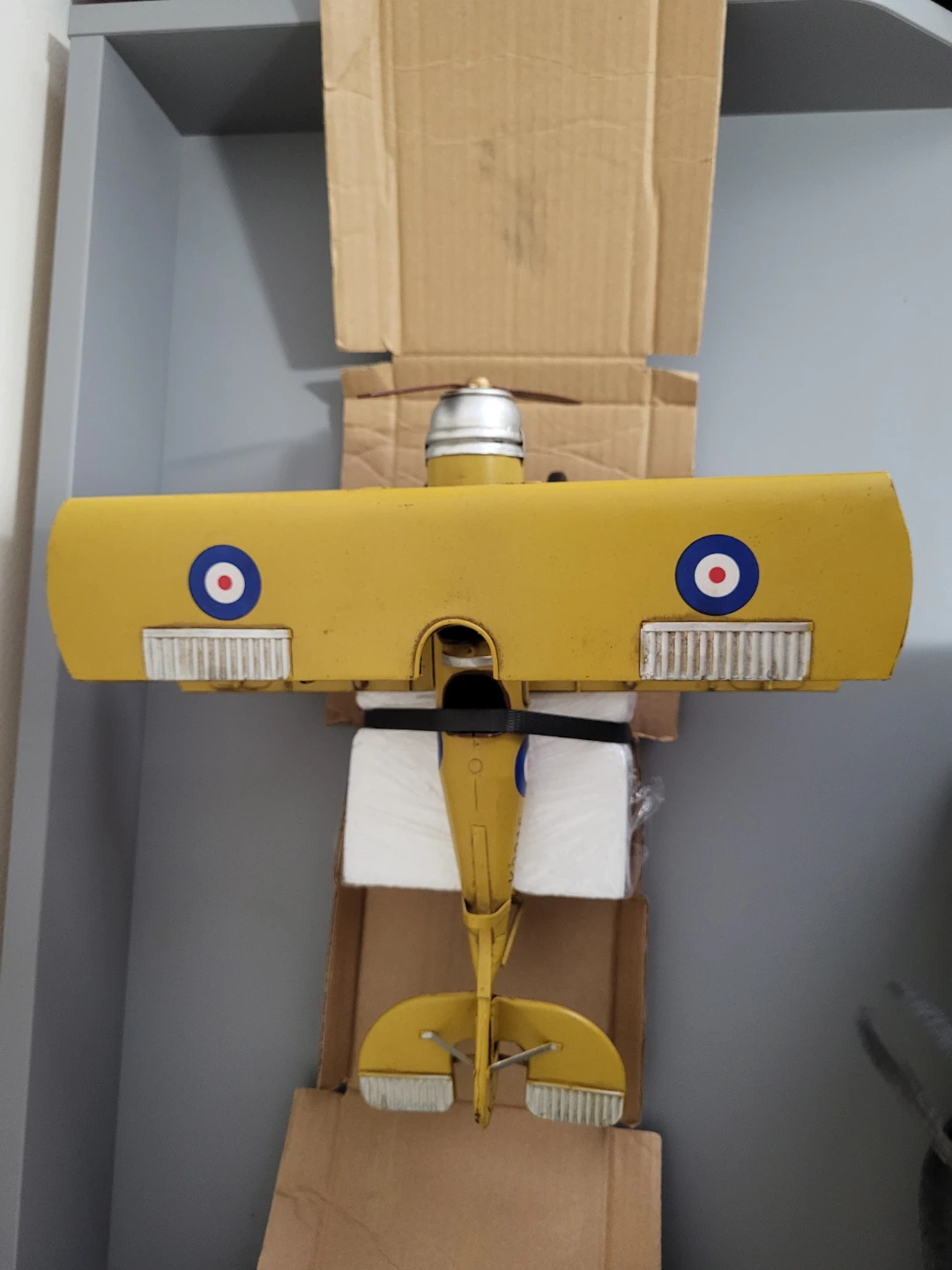 Vintage Style Metal Biplane Model Airplane 13x13 inch - photo 4
