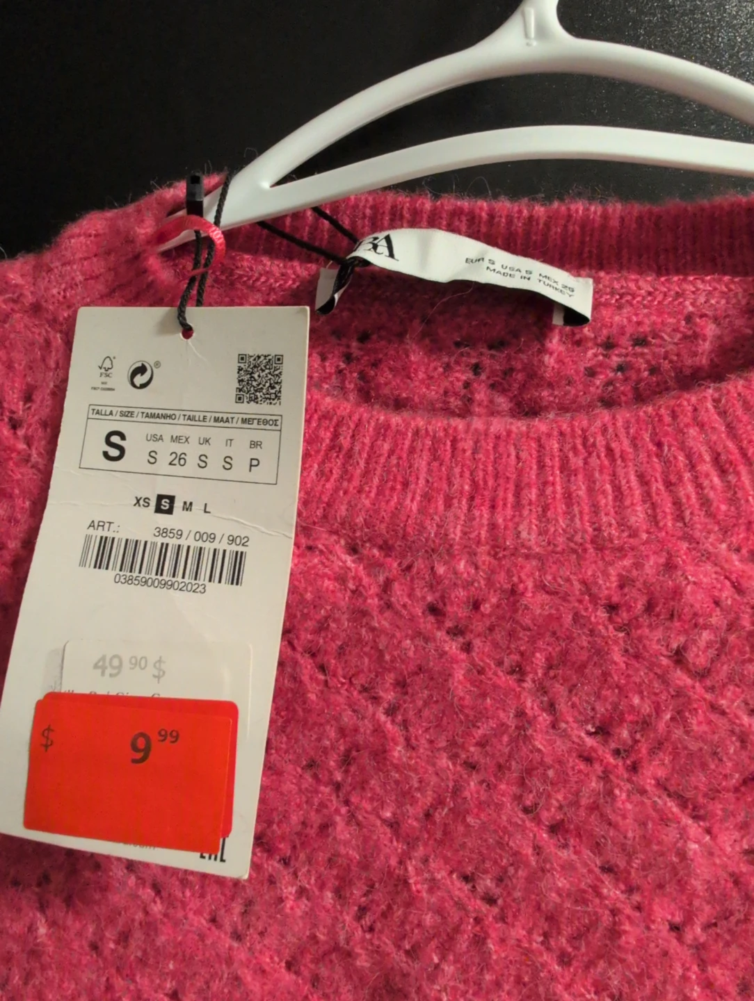 Zara Pink Open Knit Sweater Size Small - photo 2