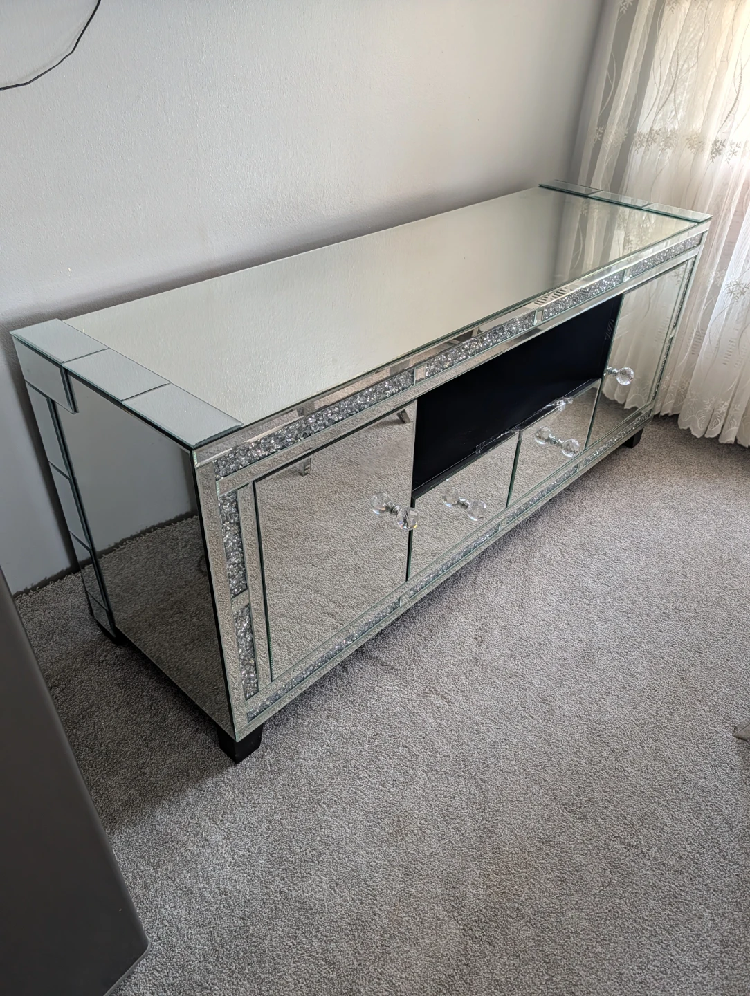 Mirrored TV Stand with Crystal Accents - photo 2