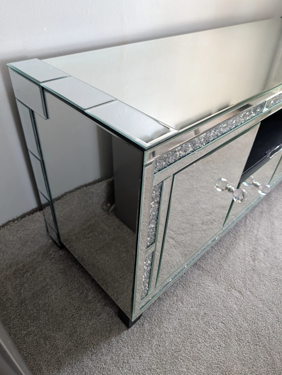 Mirrored TV Stand with Crystal Accents - photo 3