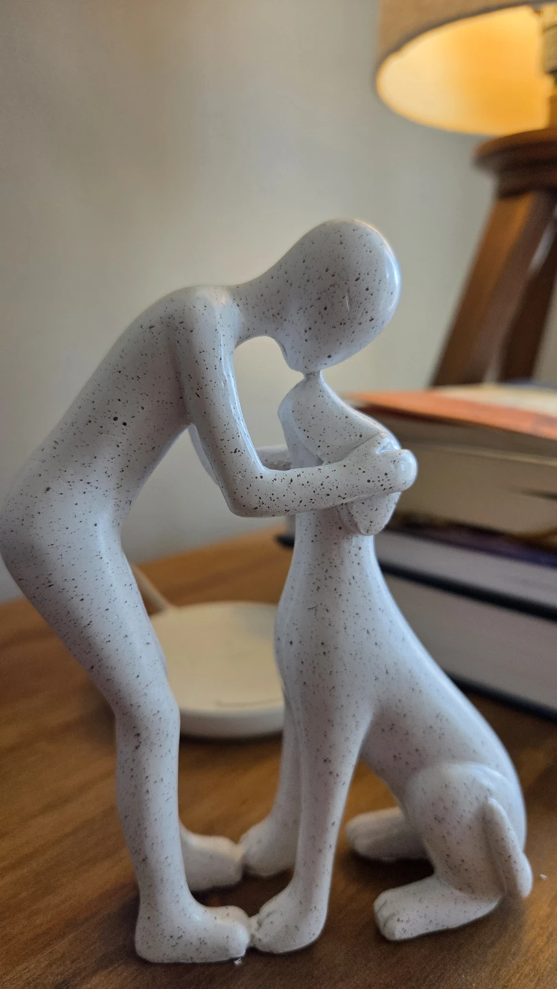 Bestfriend - Man & Dog Sandstone Statue *new - photo 3