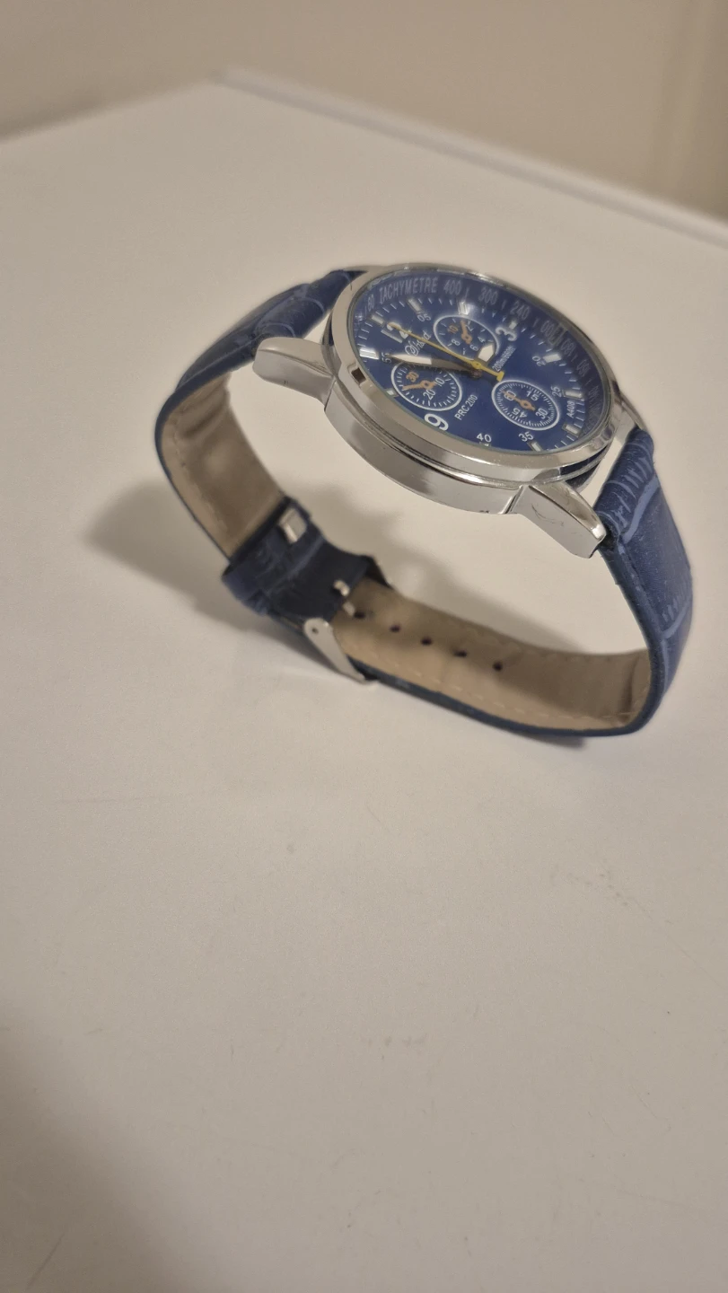 Blue Chronograph Watch with Leather Strap - photo 5