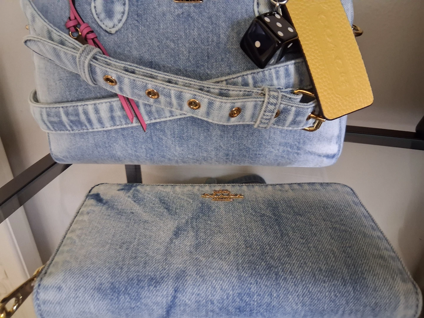Coach medium size loved denim rowan with matching wallet - photo 3