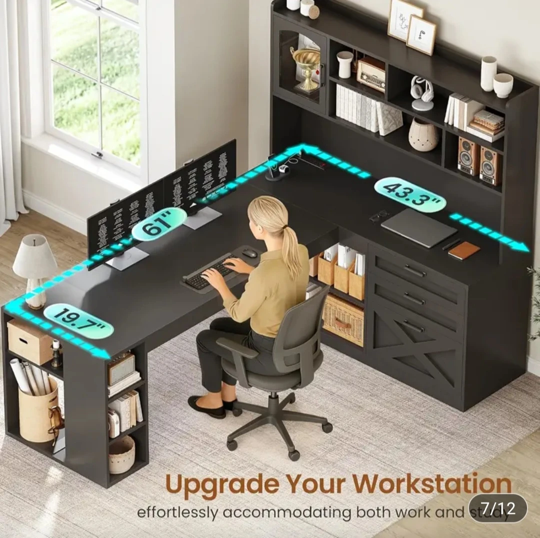 Black L Shaped Desk - photo 4