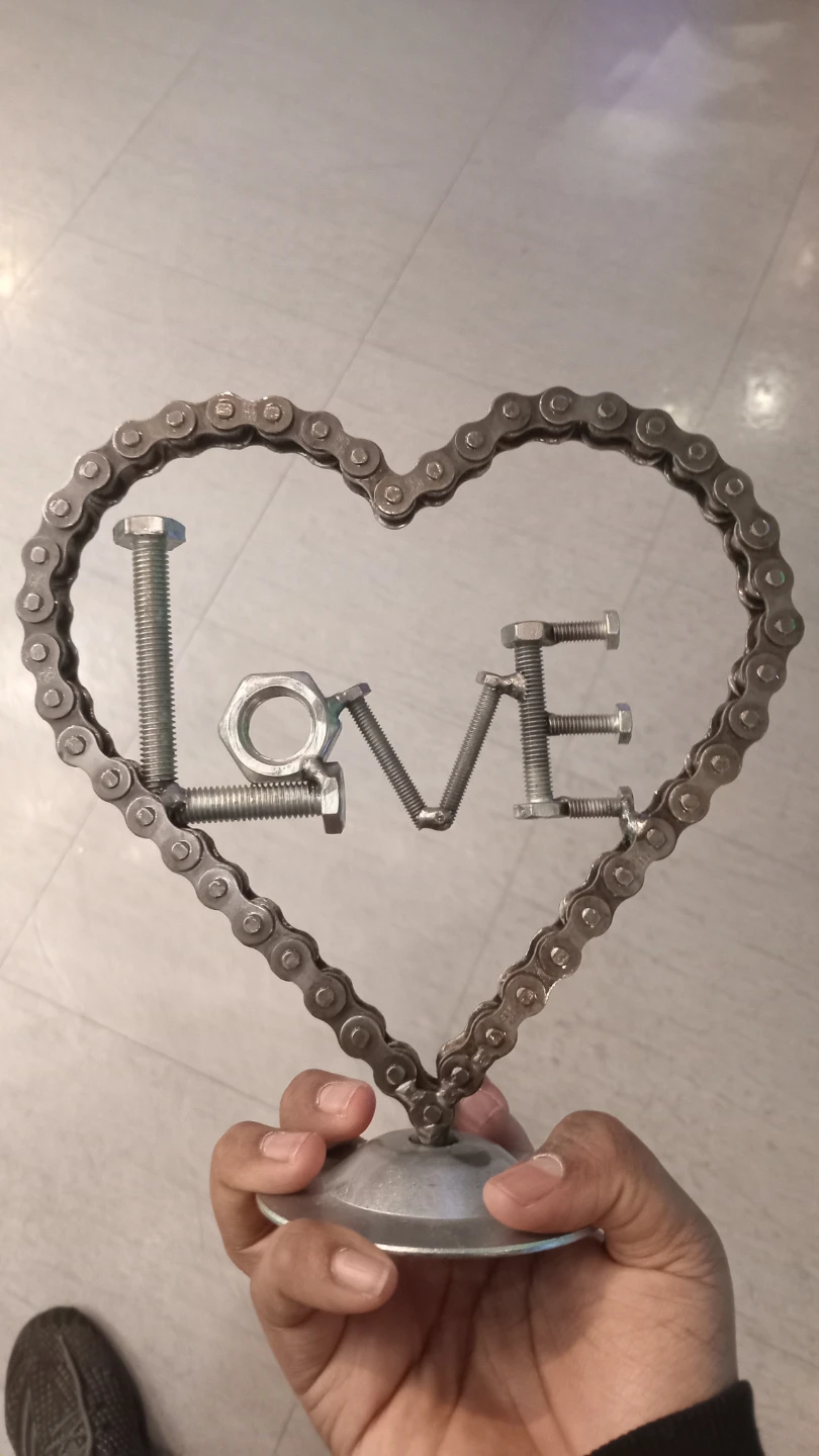 Handmade Metal "LOVE" Heart Sculpture