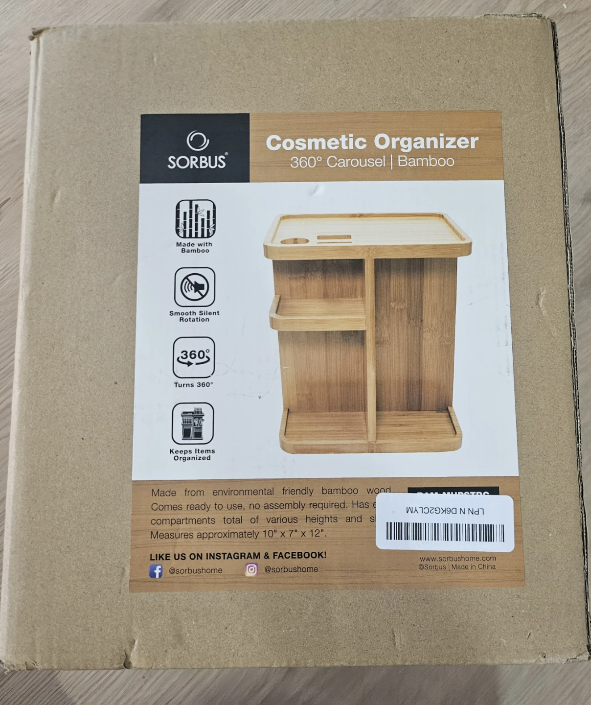 Sorbus 360° Rotating Bamboo Cosmetic Organizer - photo 3