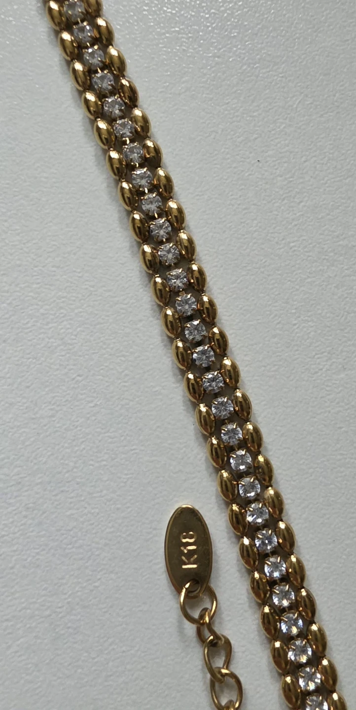 Gold Tone Bracelet with Rhinestones - photo 2