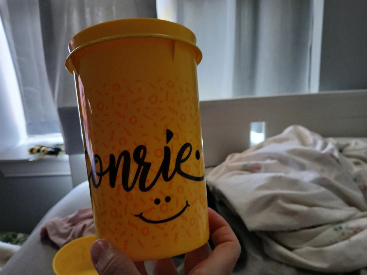Yellow "Sonrie" Smiley Face Plastic Bowl - photo 3