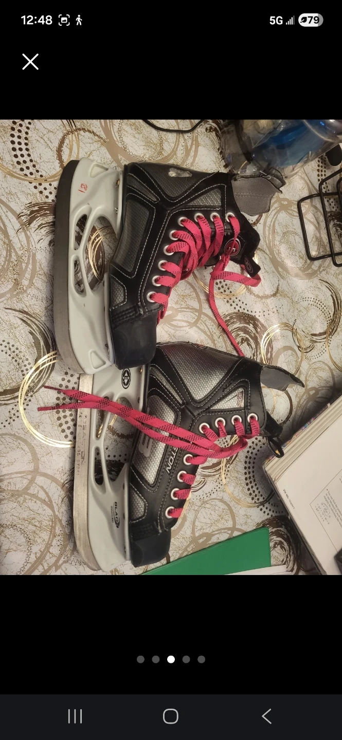 Youth Hockey Skates with Pink Laces