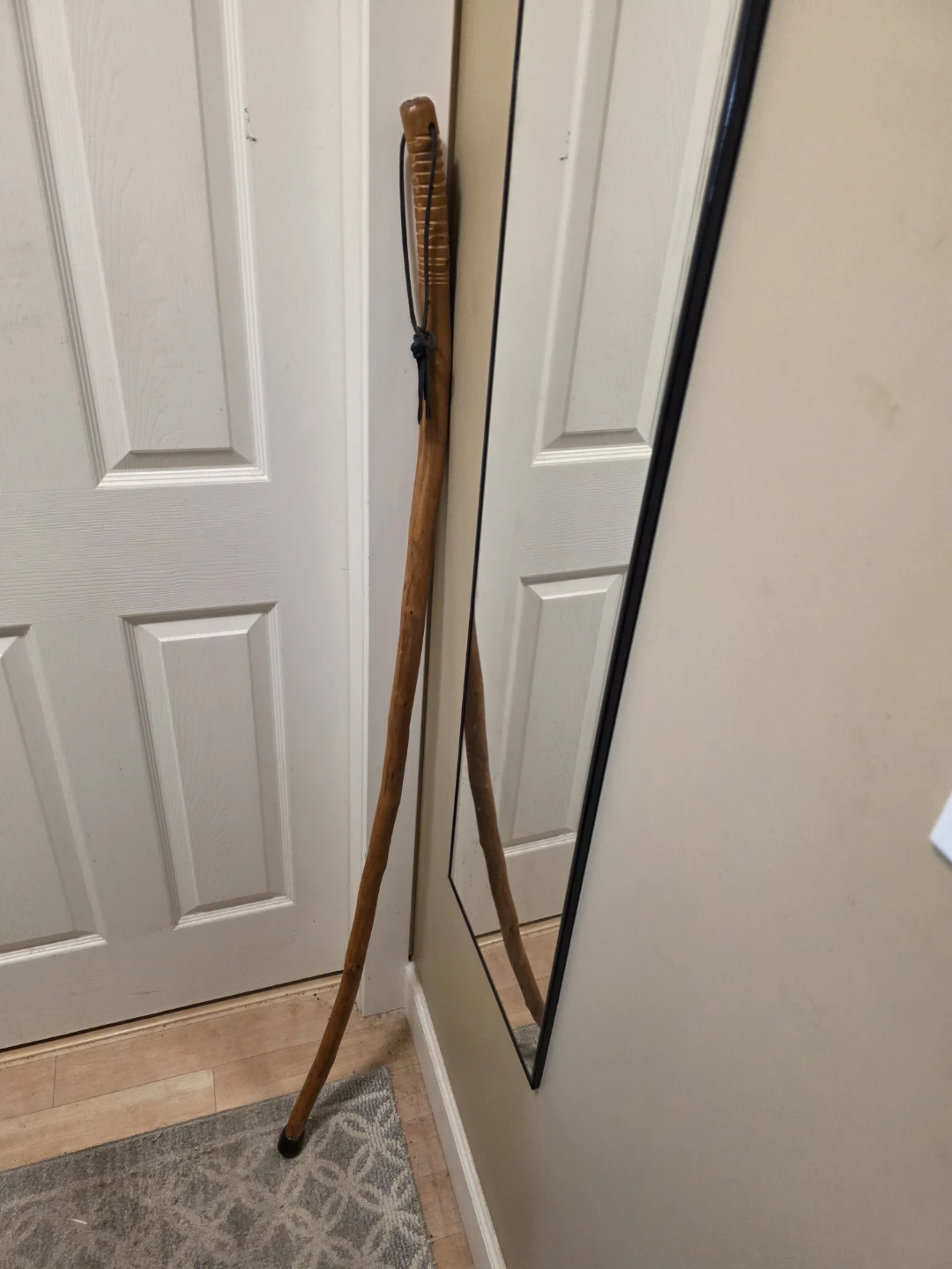 4' 9" Wooden Walking Cane with Carved Handle