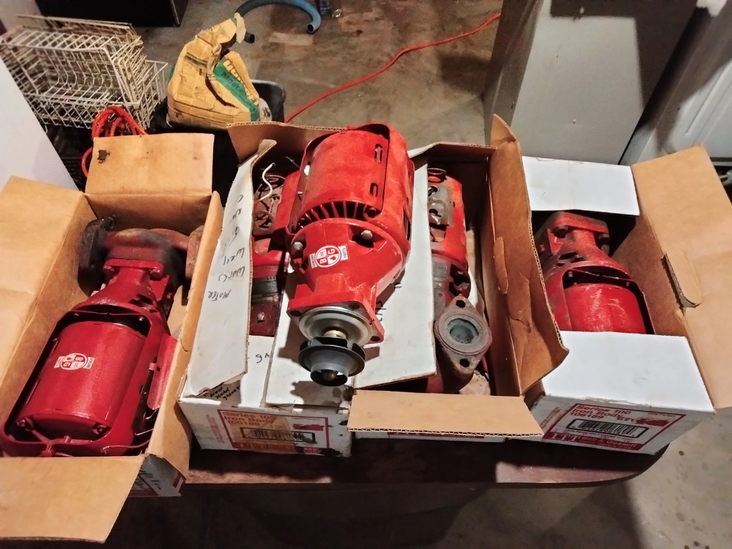 5- used Bell & Gossett Booster Pump 100 series circulating pumps