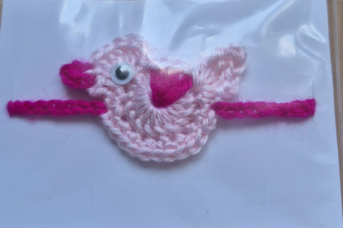 Handmade Pink Crochet Bird Hair rakhi