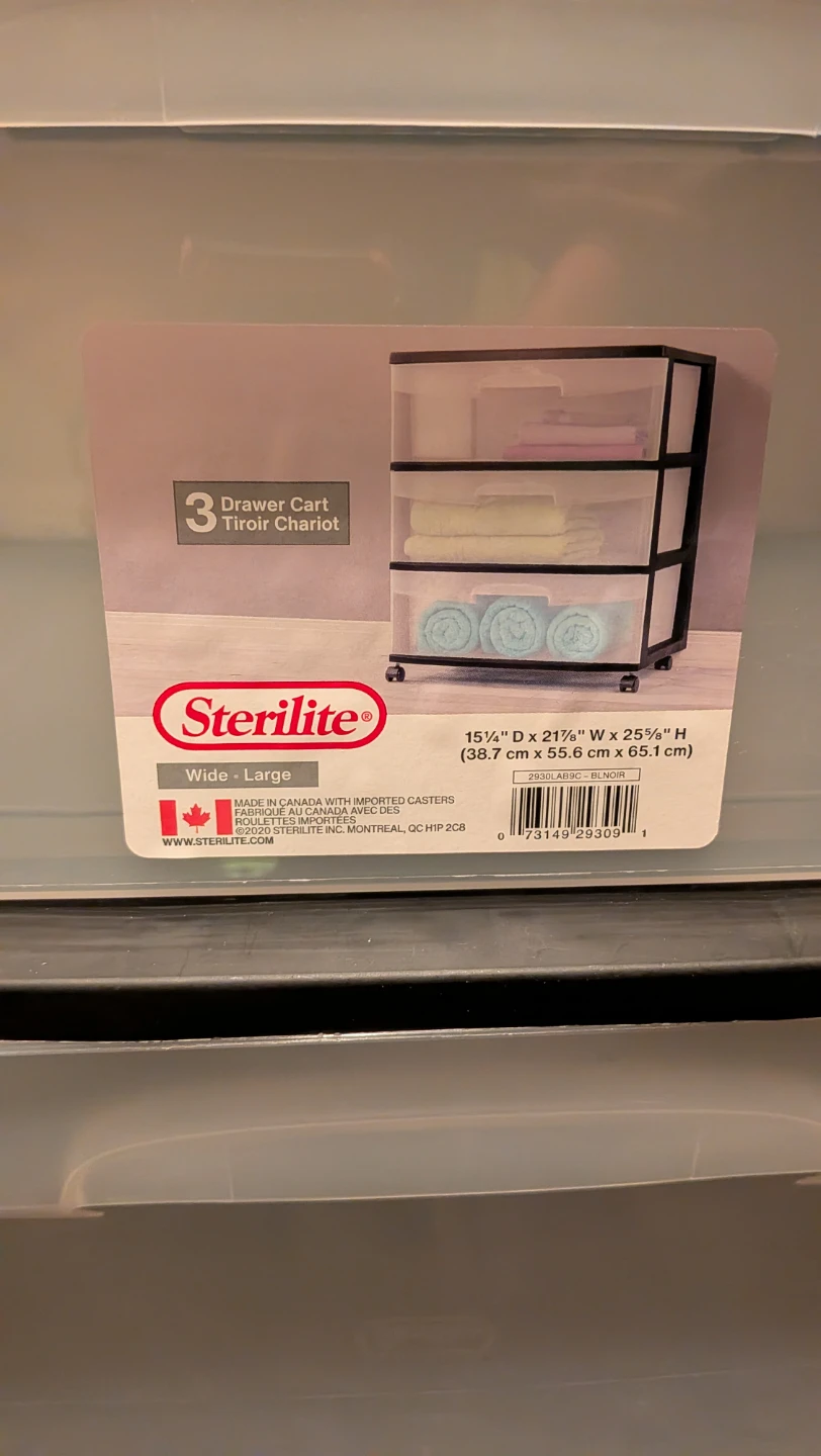 Sterilite 3 Drawer Wide-Large Cart with Castors - photo 2