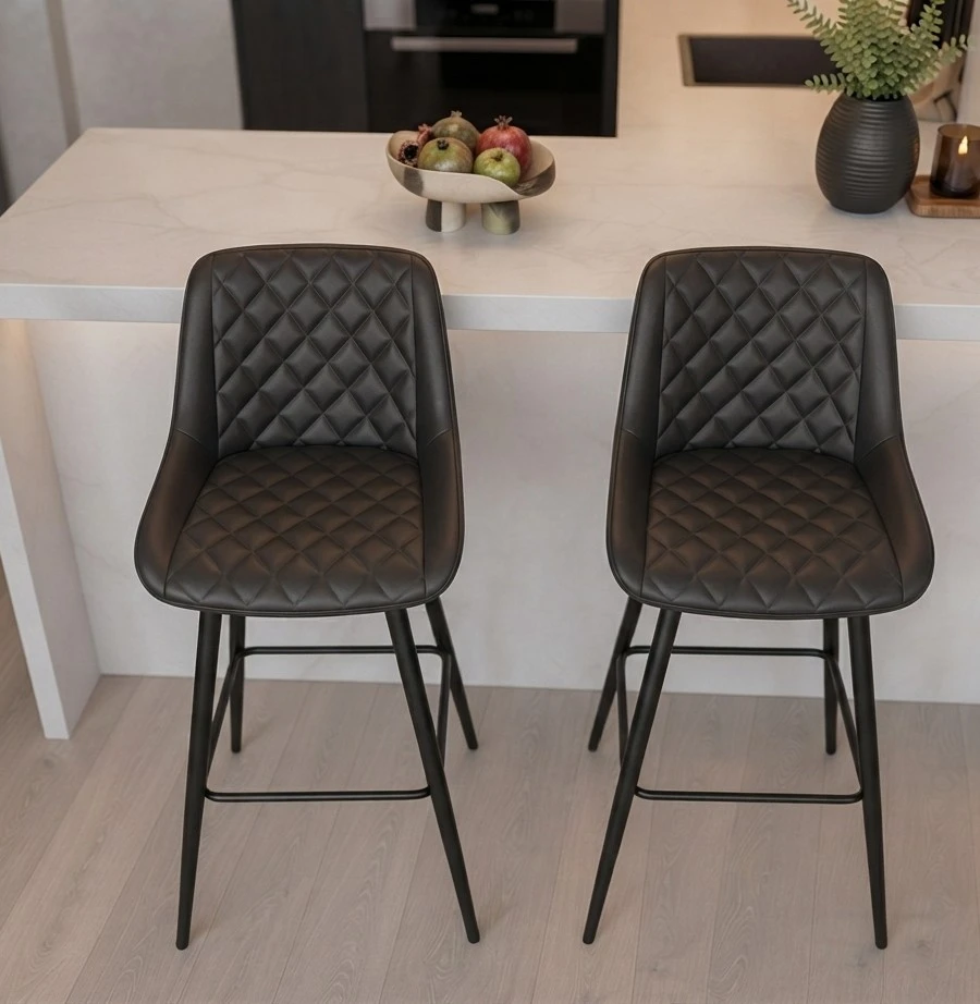 Brand new Set of 2 Black Faux Leather Bar Stools - photo 3