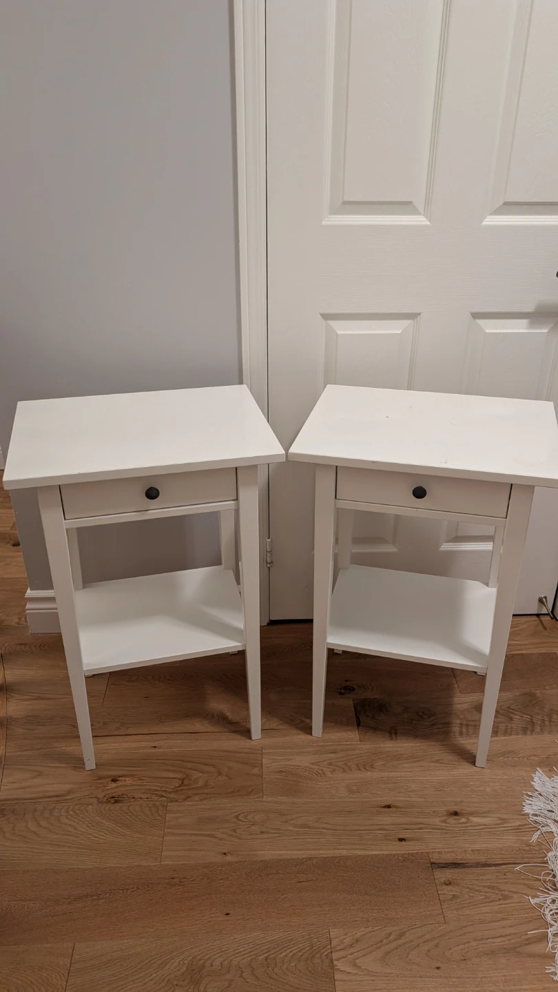 TWO IKEA Hemnes White Nightstand with Drawer and Shelf